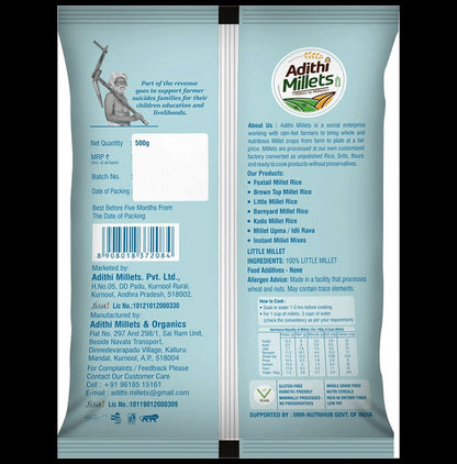 Adithi Millets Combo Pack of 2 Proso 500g ,2 Little 500g,2 Kodo 500g,2 Barniyard 500g