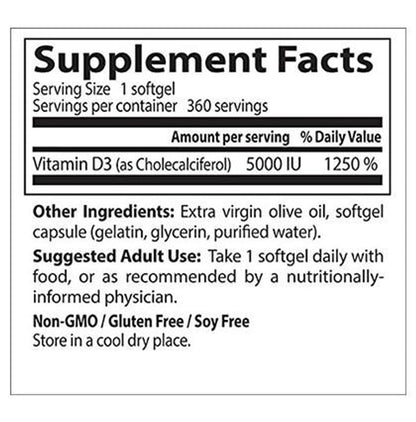 Doctor's Best Vitamin D3 5000IU Softgels | For Immunity, Heart & Bone Health