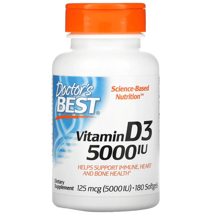 Doctor's Best Vitamin D3 5000IU Softgels | For Immunity, Heart & Bone Health Soft Gelatin Capsule - Classic Derma