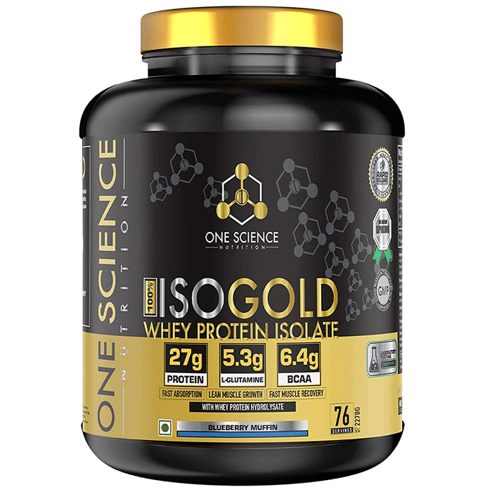 One Science Nutrition 100% Iso Gold Whey Protein Isolate Powder Blueberry Muffin - Classic Derma