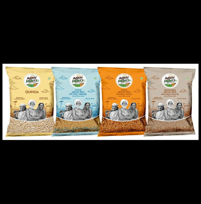Adithi Millets Combo Pack of Quinoa 500g ,Little 500g,Kodo 500g,Barniyard 500g - Classic Derma