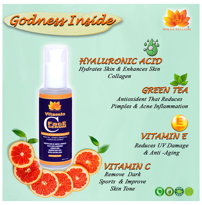 Dorjee Wellness Vitamin C & E, HA with Collagen Face Serum