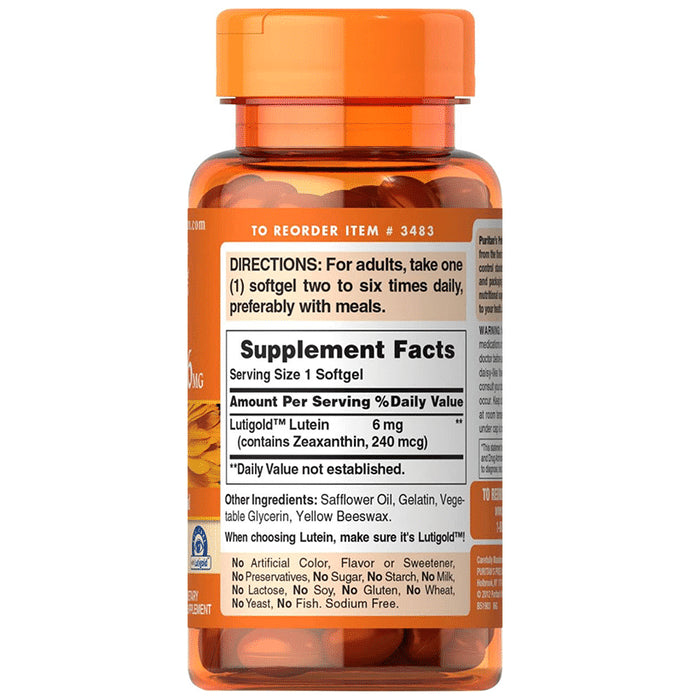 Puritan's Pride Premium Lutigold Lutein 6mg Softgels
