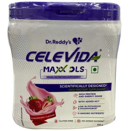Dr Reddy's Celevida Maxx DLS High Protein for Renal Nutrition | Flavour Powder Strawberry - Classic Derma