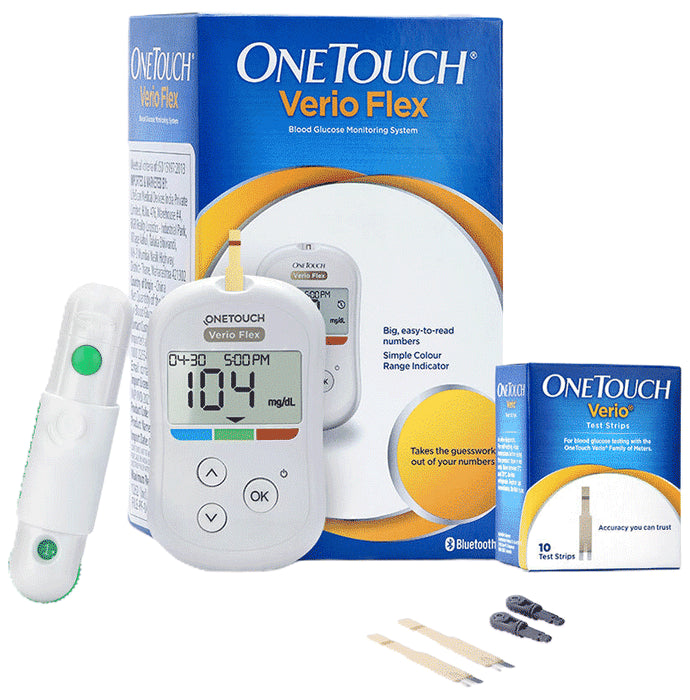 OneTouch Verio Flex Glucometer (Box of 10 Test strips Free) | Blood Glucose Monitors - Classic Derma