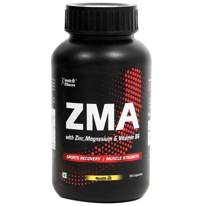HealthVit ZMA with Zinc, Magnesium & Vitamin B6 | For Sports Recovery & Muscle Strength | Capsule - Classic Derma