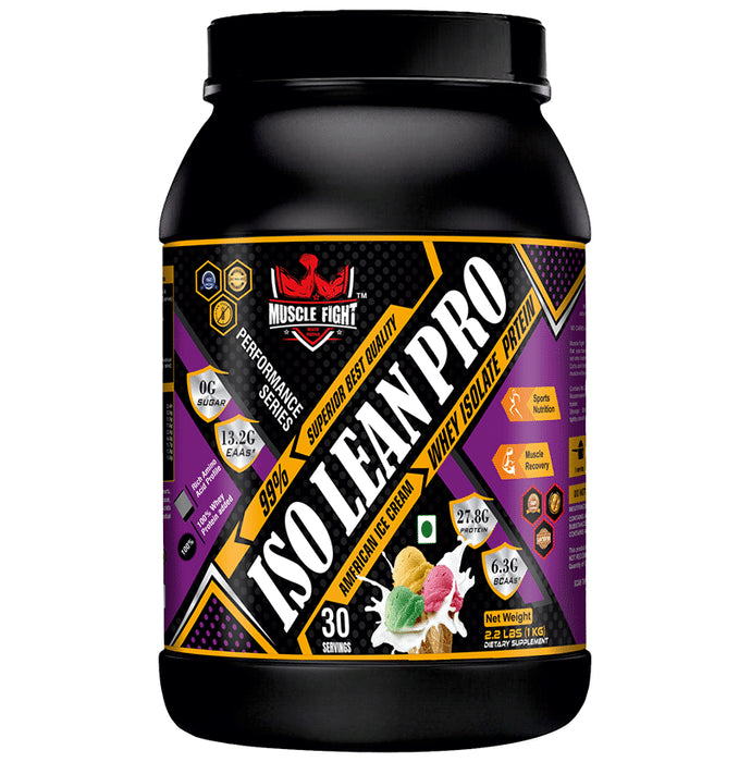 Muscle Fight ISO Lean Pro Whey Protein Powder American Ice Cream - Classic Derma
