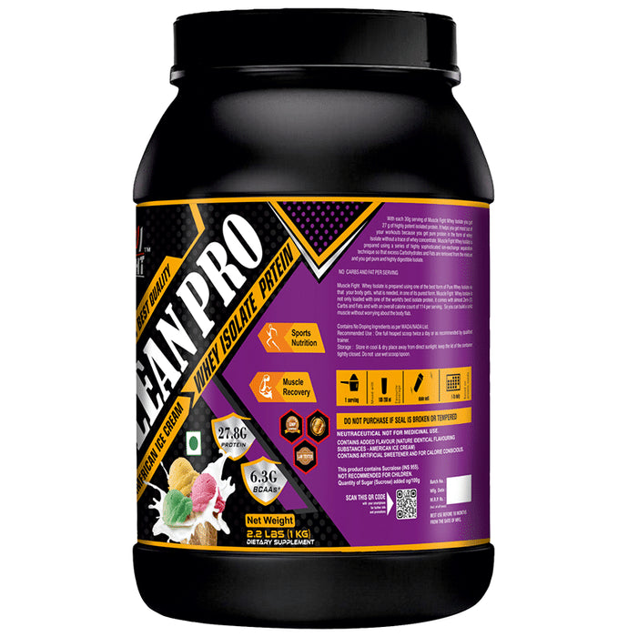 Muscle Fight ISO Lean Pro Whey Protein Powder American Ice Cream