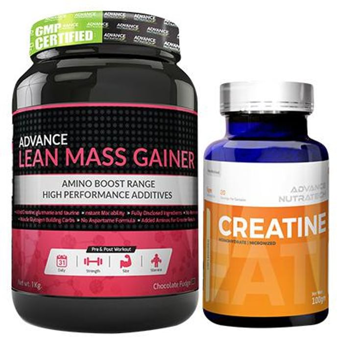 Advance Nutratech Combo Pack of Lean Mass Gainer Chocolate 1kg and Creatine Monohydrate Unflavored 100gm - Classic Derma