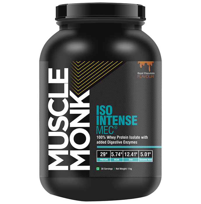 Muscle Monk ISO Intense MEC 100% Whey Protein Isolate with added Digestive Enzymes Royal Chocolate - Classic Derma