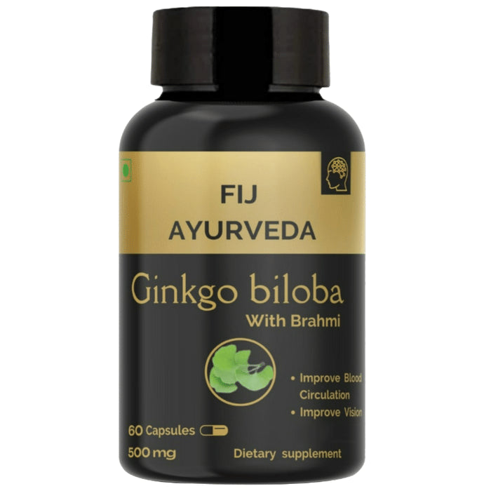 Fij Ayurveda Ginkgo Biloba with Brahmi 500mg Capsule - Classic Derma