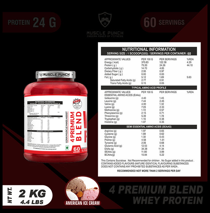 Muscle Punch Whey Protein Powder American Ice Cream