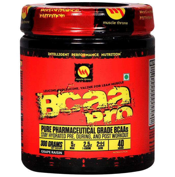 Muscle Throne L-Leucine Pre Workout BCAA Powder Grape Raisin - Classic Derma