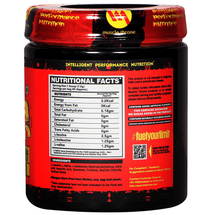 Muscle Throne L-Leucine Pre Workout BCAA Powder Grape Raisin