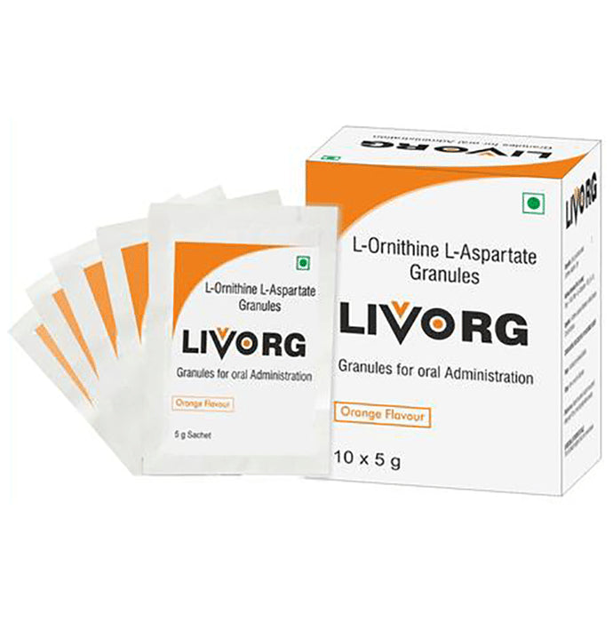 Livorg L-Ornithine L-Aspartate | Granules for Skin, Liver & Exercise Support | Flavour Orange - Classic Derma