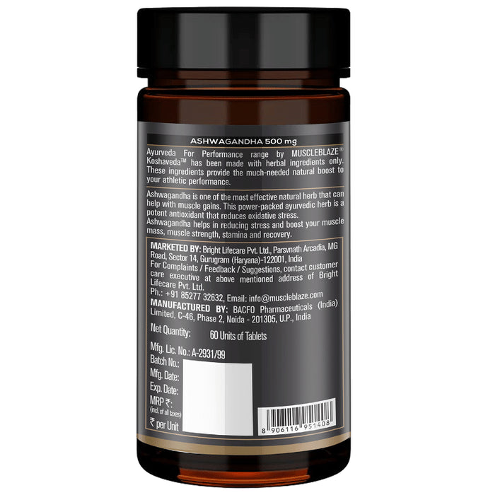 MuscleBlaze Ashwagandha 500mg Tablet | For Stress Relief, Energy & Strength