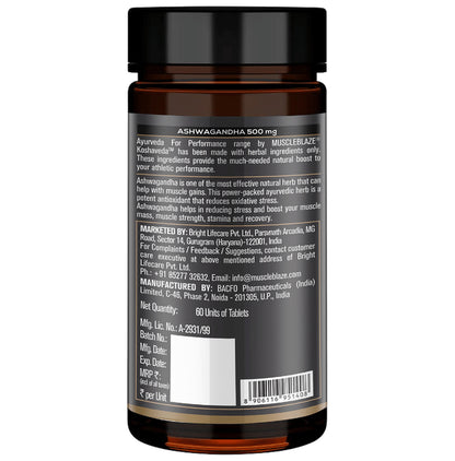 MuscleBlaze Ashwagandha 500mg Tablet | For Stress Relief, Energy & Strength