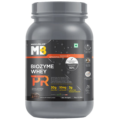 MuscleBlaze Biozyme Performance Whey Protein PR Powder Chocolate Fudge - Classic Derma