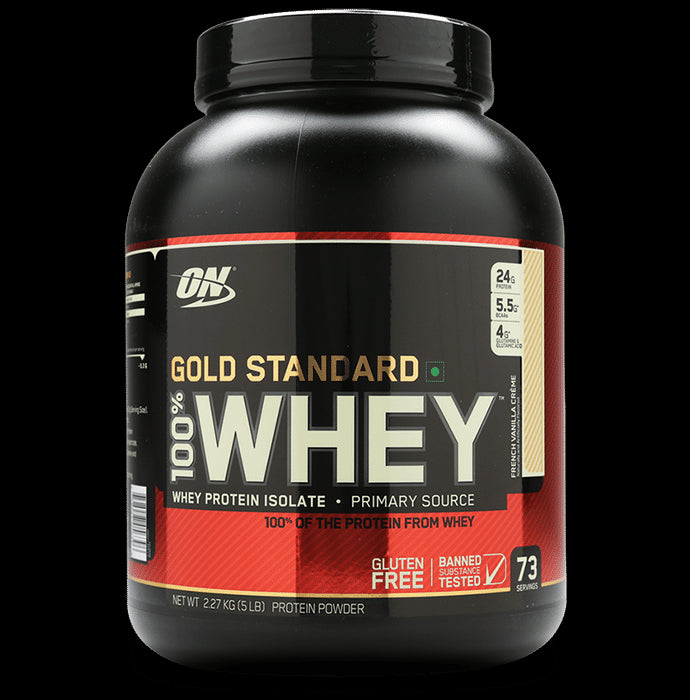 Optimum Nutrition (ON) Gold Standard 100% Whey Protein | For Muscle Recovery | No Added Sugar | Flavour Powder French Vanilla Creme - Classic Derma