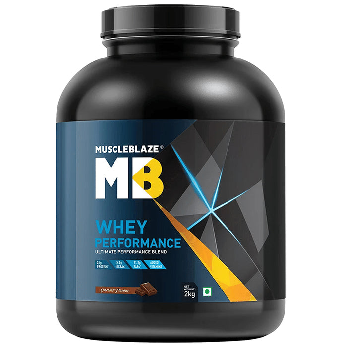 MuscleBlaze Chocolate Flavour | Whey Performance Blend for Lean Muscles, Endurance & Strength - Classic Derma