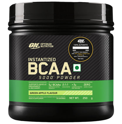 Optimum Nutrition (ON) Instantized BCAA 5000 Powder Green Apple - Classic Derma