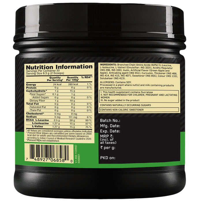 Optimum Nutrition (ON) Instantized BCAA 5000 Powder Green Apple