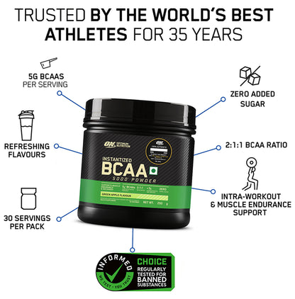 Optimum Nutrition (ON) Instantized BCAA 5000 Powder Green Apple