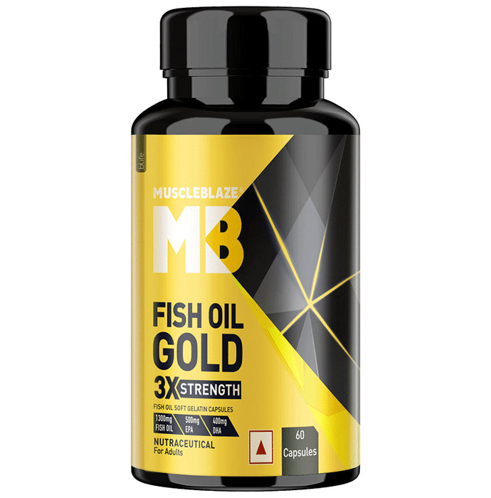 MuscleBlaze Fish Oil Gold with Omega 3 | For Heart, Brain, Joint & Eyes Health | Soft Gelatin Capsule - Classic Derma