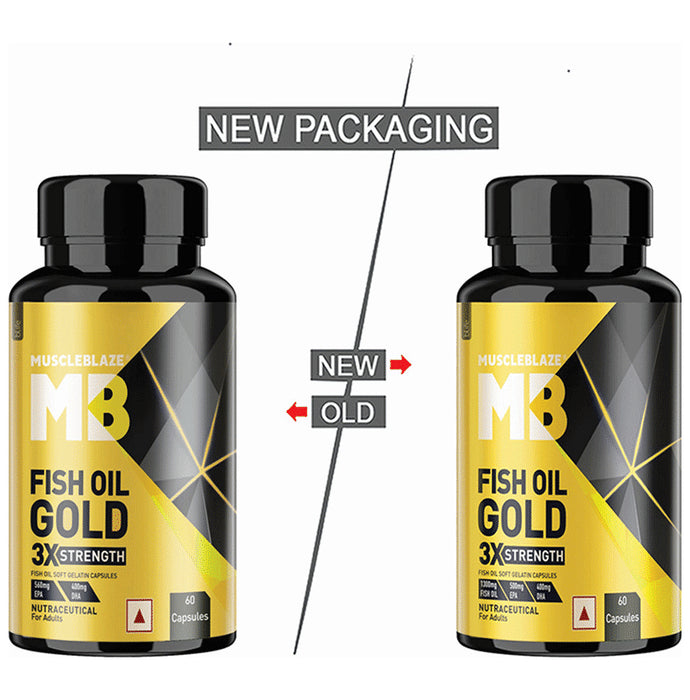 MuscleBlaze Fish Oil Gold with Omega 3 | For Heart, Brain, Joint & Eyes Health | Soft Gelatin Capsule