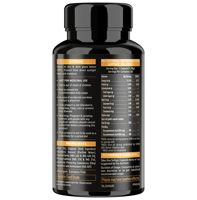 MuscleBlaze Fish Oil Gold with Omega 3 | For Heart, Brain, Joint & Eyes Health | Soft Gelatin Capsule