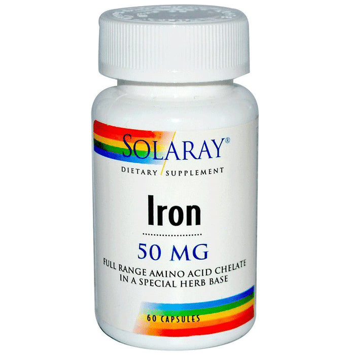 Solaray Iron 50mg Capsule | Full Range Amino Acid Chelate in Special Herb Base - Classic Derma