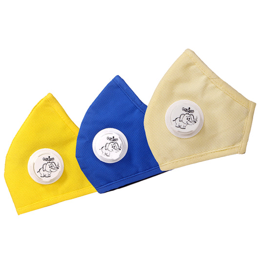 Advind Healthcare Smog Guard N95 Kids Mask with One Valve XS 3-5 Years Yellow, Blue & Beige - Classic Derma