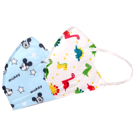 Advind Healthcare Smog Guard N95 Kids Mask without Valve for 4-12 Years Blue Mickey Mouse Design & Animal Print Design - Classic Derma
