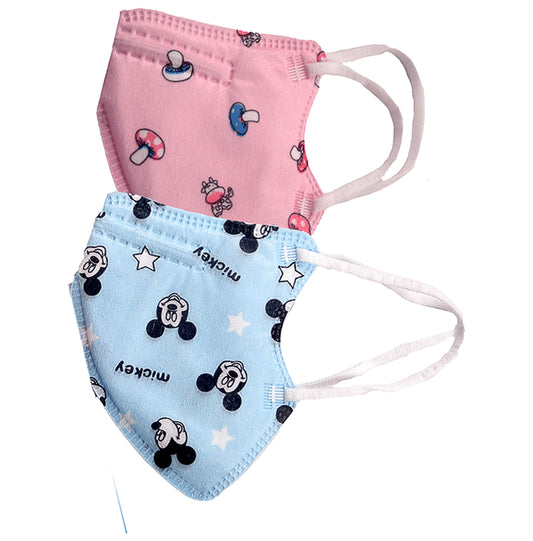 Advind Healthcare Smog Guard N95 Kids Mask without Valve for 4-12 Years Blue Mickey Mouse Design & Pink Mushroom Design - Classic Derma