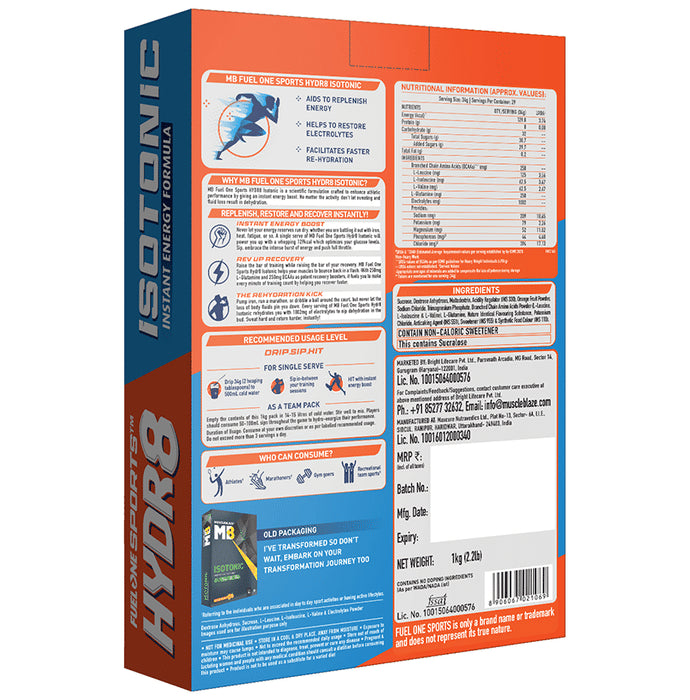 MuscleBlaze Isotonic Instant Energy | With Electrolytes, BCCAs & Glutamine | Flavour Orange