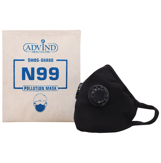 Advind Healthcare Smog Guard N99 Mask with 2 Valve L-XL Black - Classic Derma