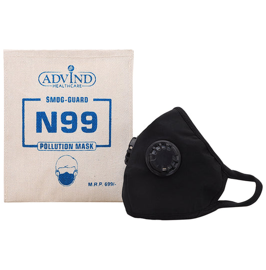 Advind Healthcare Smog Guard N99 Mask with 2 Valve Medium Black - Classic Derma
