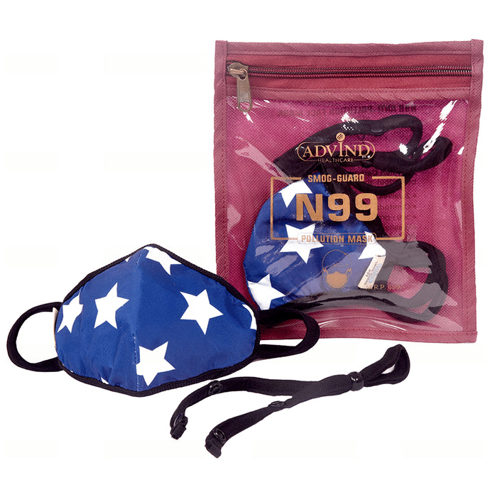 Advind Healthcare Smog-Guard N99 Pollution Mask for Kids Small Star Design without Valve - Classic Derma