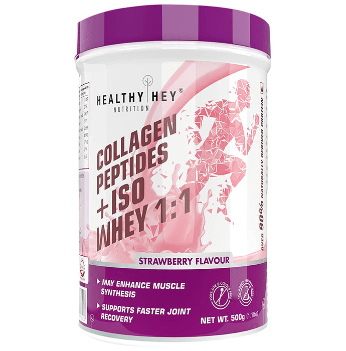 HealthyHey Collagen Peptides+ISO Whey 1:1 Powder Strawberry - Classic Derma