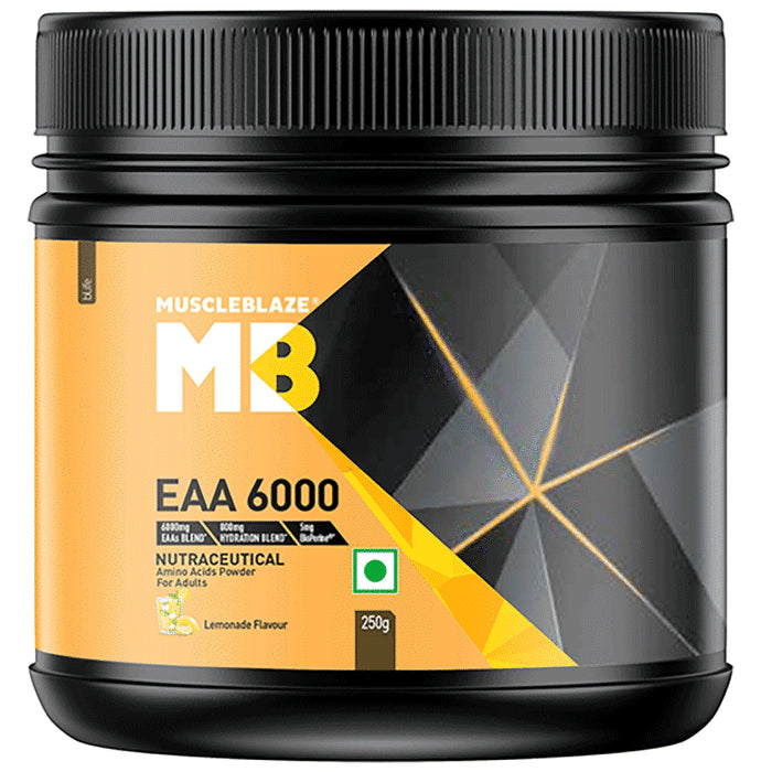 MuscleBlaze MB EAA 6000 with 800 mg Hydration Blend & 5 mg Bioperine Powder Lemonade - Classic Derma