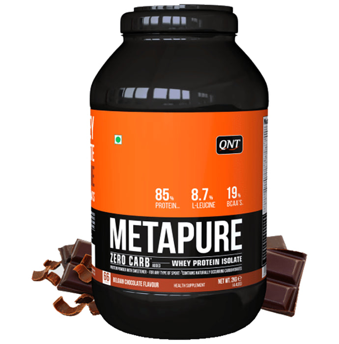 QNT Metapure Zero Carb 100% Whey Protein Isolate Powder Belgian Chocolate - Classic Derma