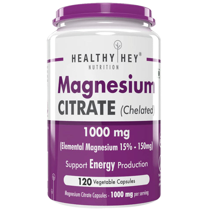HealthyHey Magnesium Citrate (Chelated) 1000mg Vegetable Capsule - Classic Derma