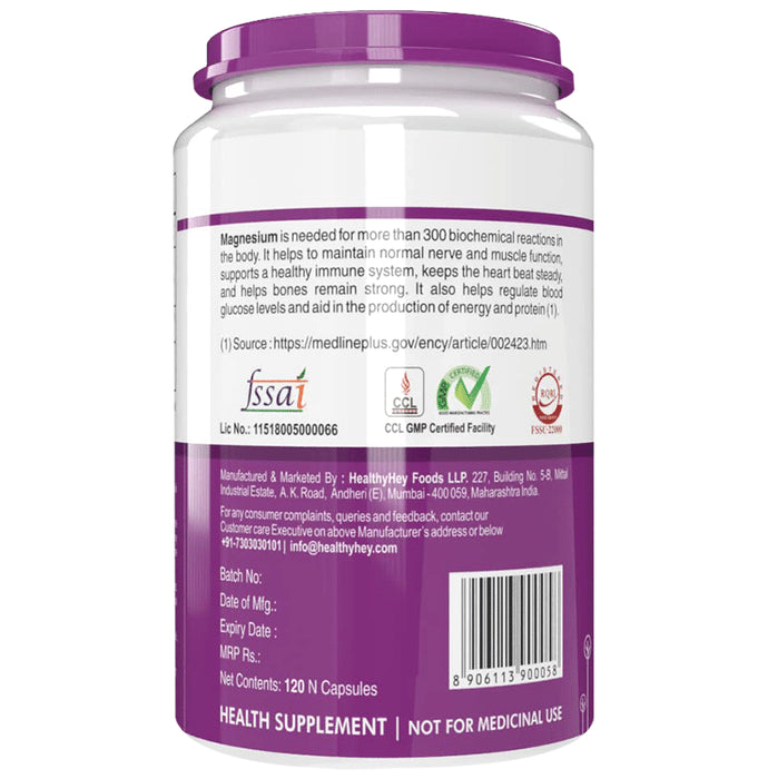 HealthyHey Magnesium Citrate (Chelated) 1000mg Vegetable Capsule