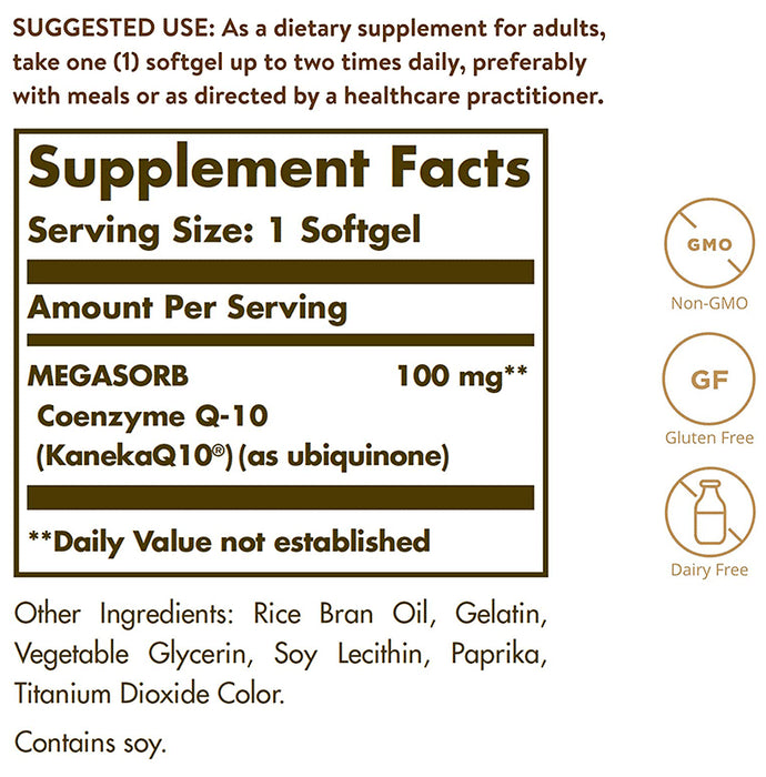 Solgar Megasorb CoQ 10 100mg Softgel Soft Gelatin Capsule