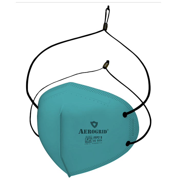 Aerogrid FFP2 6 Layer BIS Certified Premium N95 Mask Green with Adjustable Black Head Loop - Classic Derma