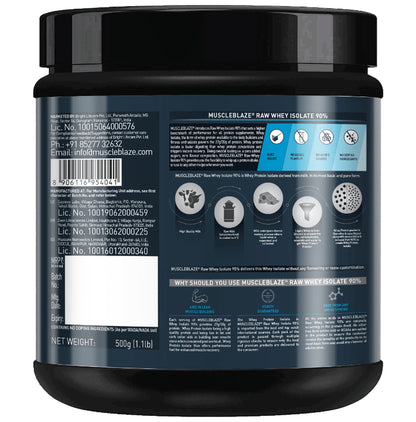 MuscleBlaze Raw Whey Protein Isolate | With Digestive Enzymes & BCAAs | For Muscle Gain | Unflavoured