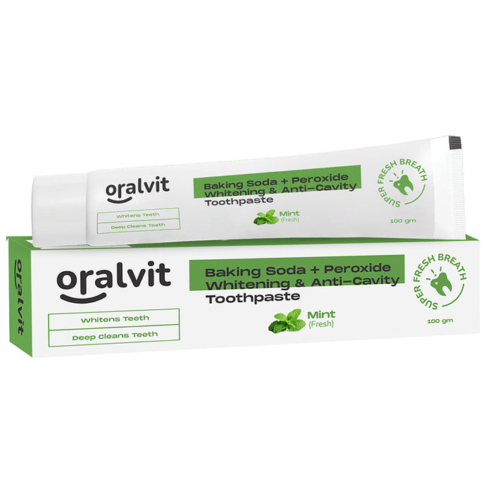 Oralvit Baking Soda + Peroxide Whitening & Anticavity Toothpaste Mint - Classic Derma