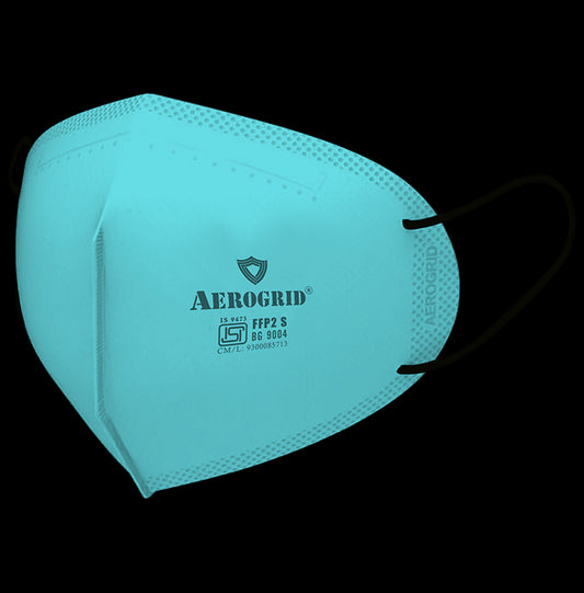 Aerogrid FFP2 Premium 6 Layer N95 Mask with Headband Converter Strip Green with White Ear Loop - Classic Derma