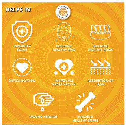 Orange Packets Natural Vitamin C & Zinc for Immunity, Detoxification, Skin & Gum Health | Flavour Orange Effervescent Tablet