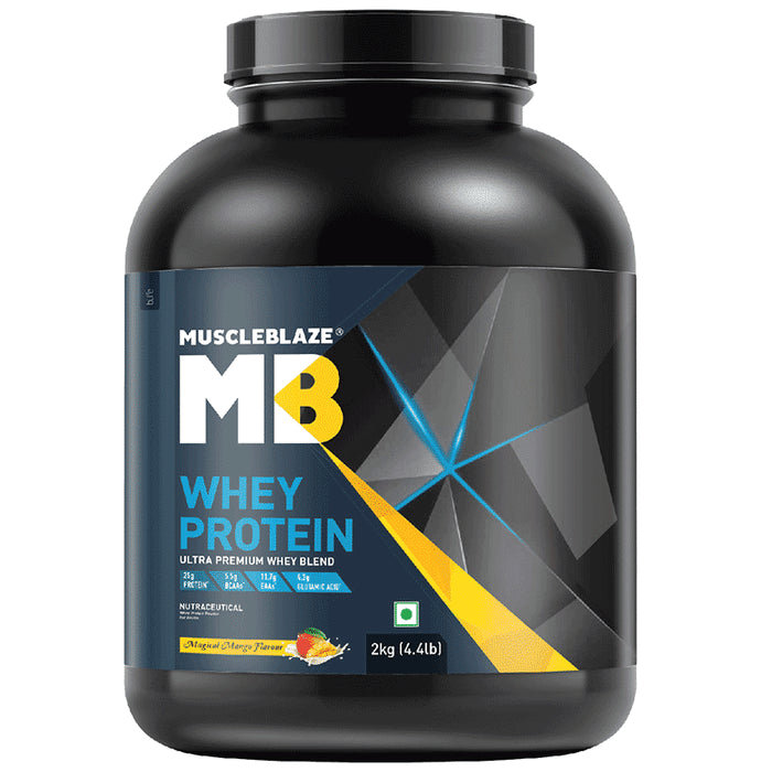 MuscleBlaze Whey Isolate Protein Blend Powder | Added Digestive Enzymes & Glutamic Acid | For Muscle Gain | Supports Nutrition Magical Mango - Classic Derma